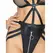 Leg Avenue S/M Wetlook Cage Strap Garter Teddy with O-Ring Halter Black