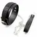 OHMAMA Snake Pattern Adjustable Collar with Leash, Imitation Leather, Black
