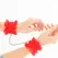 KINK Lace Elastic Wrist Restraints Red - Adjustable Soft Comfort Cuffs