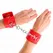 KINK Podesive crvene lisice za ruke sa katancem, 16-23 cm x 5.5 cm