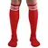Macho Long Socks Red - Football Style, One Size 38-43, Brand Logo