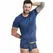 Anais Men Naval T-Shirt Navy Blue Mesh Satin Stripes Size M