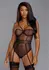 Oh La La Cheri Very Sheer Mesh Underwire Teddy with Gunmetal Accents L