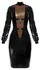 LateX Elegant Black Knee-Length Latex Dress XL with Smoky Insert