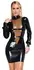 LateX Elegantna Crna Lateks Haljina M sa Prozirnim V-Umetkom i Trakama sa Kopčom