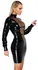 LateX Elegantna crna lateks haljina S sa prozirnim umetkom napred