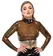 LateX Crop Top Dimljeno prozirni XL - Dug rukav, detalj metalni prsten