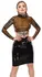 LateX Crop Top Dimljeno prozirni XL - Dug rukav, detalj metalni prsten