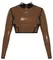 LateX Crop Top Dimljeno prozirni XL - Dug rukav, detalj metalni prsten