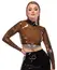LateX Crop Top L - Dimljeno prozirni, dug rukav, stojeća kragna