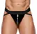 Black Level Vinil jockstrap za muškarce M sa srebrnim patent zatvaračem, crni finiš