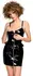 Black Level Vinil Mini Haljina Peplum Podesive Naramenice M Crna