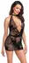 Noir Handmade Libido mini haljina S, prozirna crna, somot cvetni dizajn
