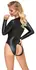 Cottelli Lingerie Bodysuit XL Dugi Rukav Mat Crna Otvoren Front