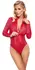 Cottelli PARTY Bodysuit Crvena Zmijska Koža XL sa 3-Smernim Rajsferšlusom
