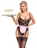 Cottelli Costumes Sobarica Body XL Crna Čipkana Bodija sa Kecom