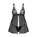 Obsessive Blomentis Babydoll & Thong Set Crni XS/S Elegantna Čipka
