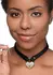 XR Brands Master Series Heart Lock PU Leather Choker Black 18.25in