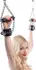 Strict Nubuck Leather Cuffs with Faux Fur Lining & Grip Handle, Black