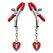 Master Series Charmed Heart Adjustable Nipple Clamps Red Metal 4in