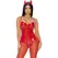 Allure Heat It Up Costume S/M - Vinyl Lace-Up Bodysuit & Horns Set