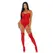 Rene Rofe Sheer Up Mesh Teddy L Red - Adjustable Straps & Garter Detail