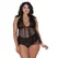 Dreamgirl Retro Lace & Mesh Halter Babydoll Plus Size, Adjustable Ties