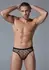 Male Power Star Motif Ultra Sheer Thong Brief L/XL - Black Mesh