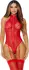 Eat Your Heart Out Mesh Teddy M - High Neck, Flocked Heart, Garter Straps