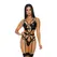 X Marks The Spot XL Teddy Crni - Lingerie od veštačke kože sa leopard uzorkom