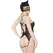 Leg Avenue Plus Size Lace Open-Back Teddy & Cat Mask Set Black