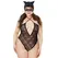 Leg Avenue Plus Size Lace Open-Back Teddy & Cat Mask Set Black