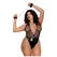Dreamgirl Plus Size Faux-Leather Plunge Halter Bodysuit Black