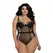Dreamgirl Teddy 3X - Elegantni čipkasti bodi za plus size, crna