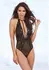 Shirley of Hollywood Stretch Lace & Mesh Bodysuit One Size Black