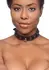 Royal Vixen Leather Collar with Rhinestones Adjustable Black-Purple 18.5in