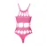 OUCH! Neon Bodysuit sa Grčkim Dekoltom - UV Reaktivan, Neon Roze/Zelen