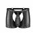 Male Power Poseidon L/XL Black Open Crotch & Back Shorts with Thong