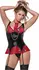 Magic Silk Dress Up Mini Dress S/M Red with Plaid Tie & Chain Detail