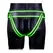 Ouch! Prugasti jockstrap S/M koji svetli u mraku - Fluorescentni zeleni akcenat