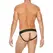 Saxos Leather Jockstrap S/M with Front Zip Black - Elastic Fit