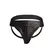Mister B Plain Front Zip Leather Jockstrap S/M Black - Elastic Waistband