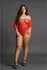 Mapale Plus Size Lace Rhinestone Teddy sa 3/4 Rukavima, Crna