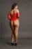 Mapale Plus Size Lace Rhinestone Teddy sa 3/4 Rukavima, Crna