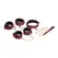 XR Brands 6-delni somot burgundy BDSM set sa podesivim lisicama i ogrlicom