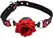 XR Brands Full Bloom Silicone Ball Gag Red-Black Rose Adjustable Strap