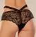Heartbreaker Lace Boyshort Panties Open Gusset One Size Crna