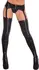 Allure Wetlook Zipper Garter Tights One Size with G-String Black