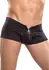 Male Power Nylon Spandex Mini Shorts S/M Black with Front Zipper