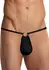 Male Power Nylon Spandex G-String Black with Front O-Ring, One Size
